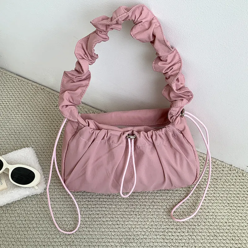 Amozae-Back To School Gifts Ribbon Shirring String Shoulder Bag