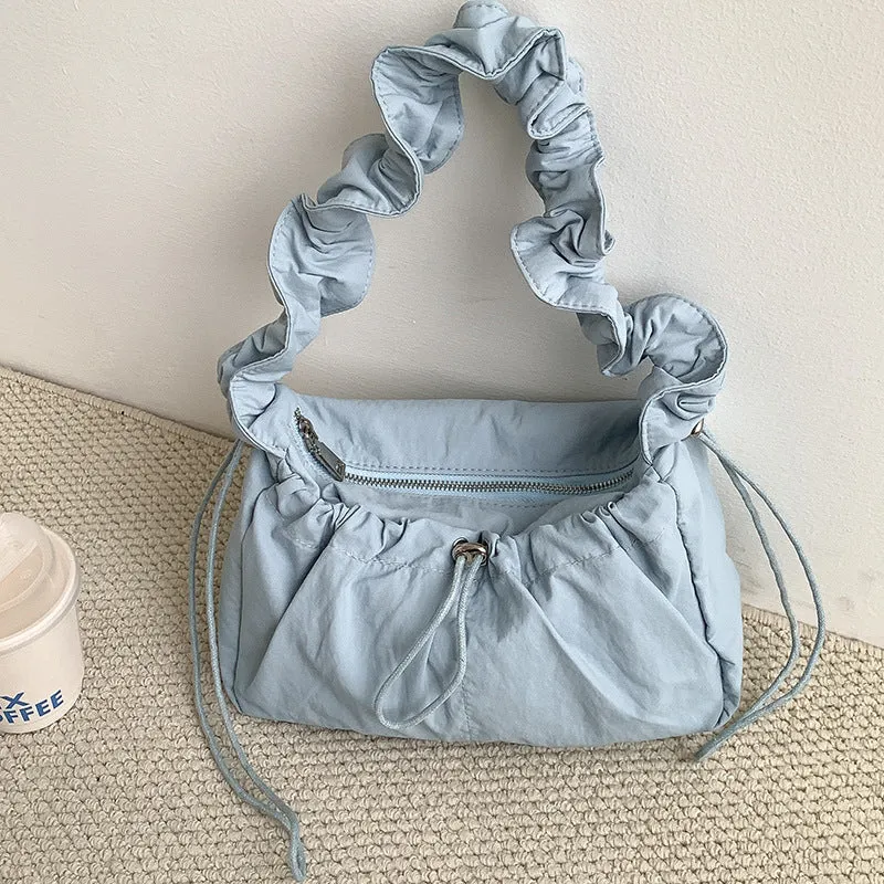 Amozae-Back To School Gifts Ribbon Shirring String Shoulder Bag