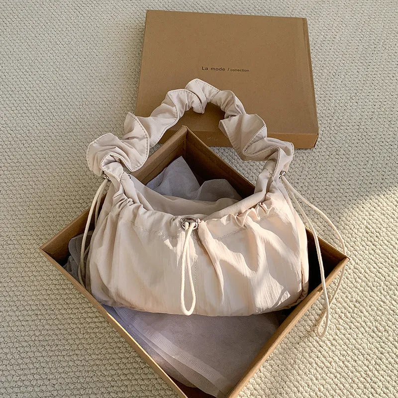 Amozae-Back To School Gifts Ribbon Shirring String Shoulder Bag