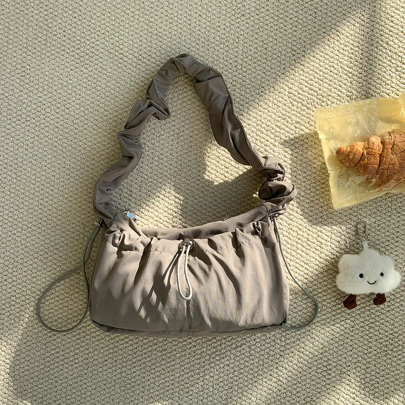 Amozae-Back To School Gifts Ribbon Shirring String Shoulder Bag