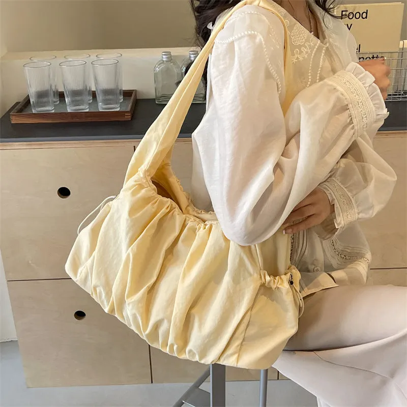 Amozae-Back To School Gifts Shirring String Big Shoulder Bag