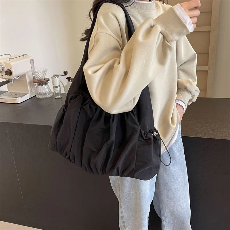 Amozae-Back To School Gifts Shirring String Big Shoulder Bag