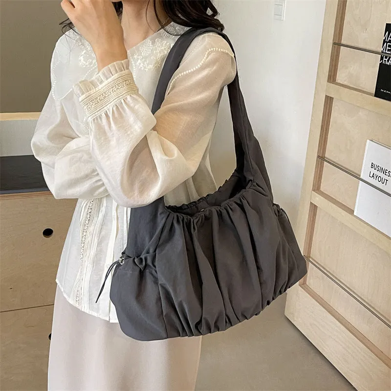 Amozae-Back To School Gifts Shirring String Big Shoulder Bag