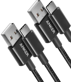 Anker Cable [2 Pack, 3FT], USB A to USB C Cable for Samsung Galaxy S10 S10 , LG V30, Beats Fit Pro and More (Black)