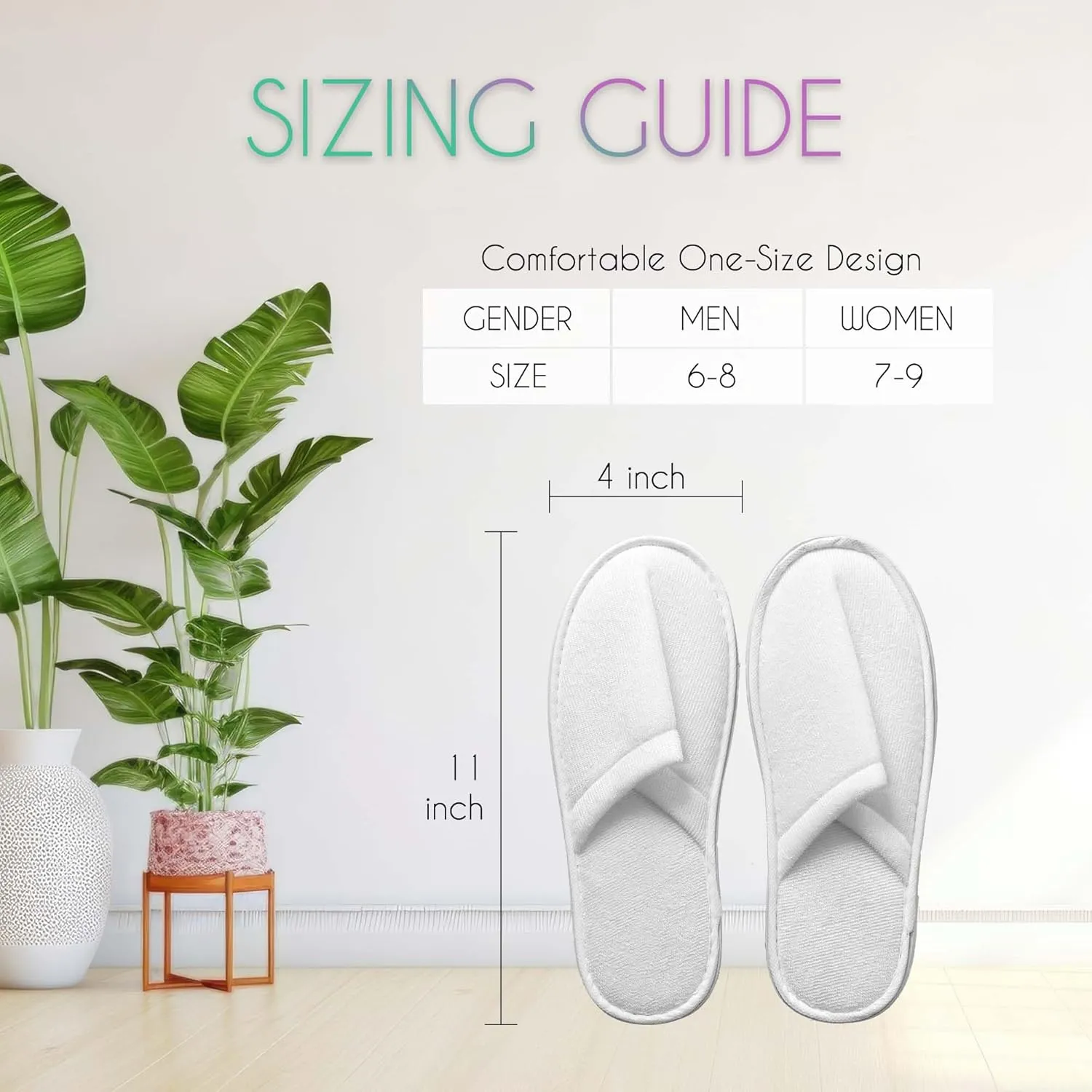 APPEARUS Fine Terry Disposable Slippers for Guests Closed Toe Unisex House Slipper Thick Sole Hotel Slippers for Spa Party, One Size, White