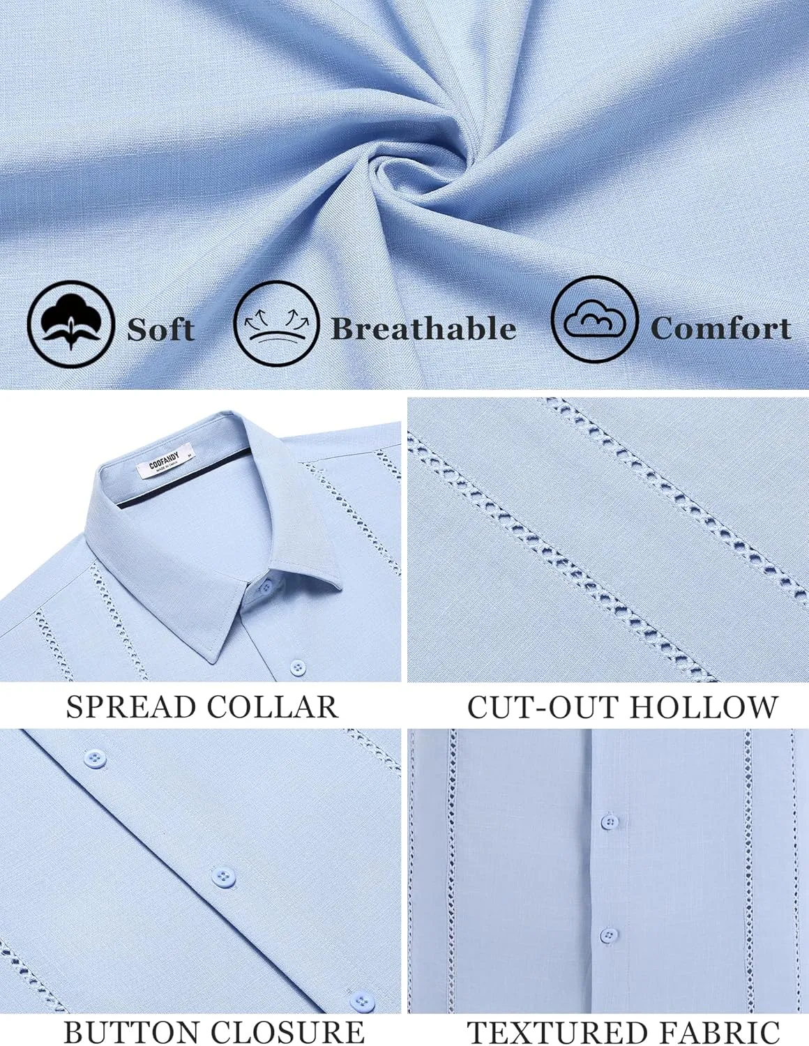 COOFANDY Men's Cuban Guayabera Shirt Casual Short Sleeve Button Down Shirts Summer Beach Shirts