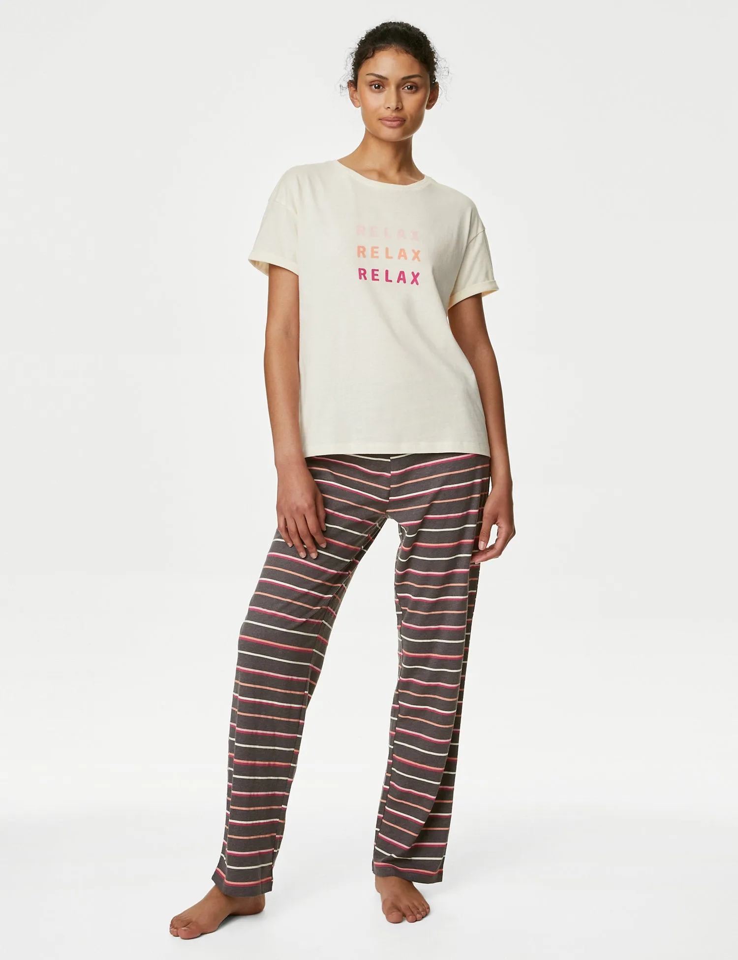 Cotton Rich Relax Slogan Pyjama Set