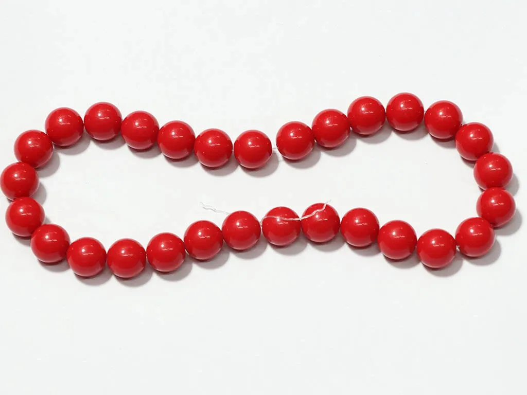 Dark Red Circular Plastic Beads - 14 mm