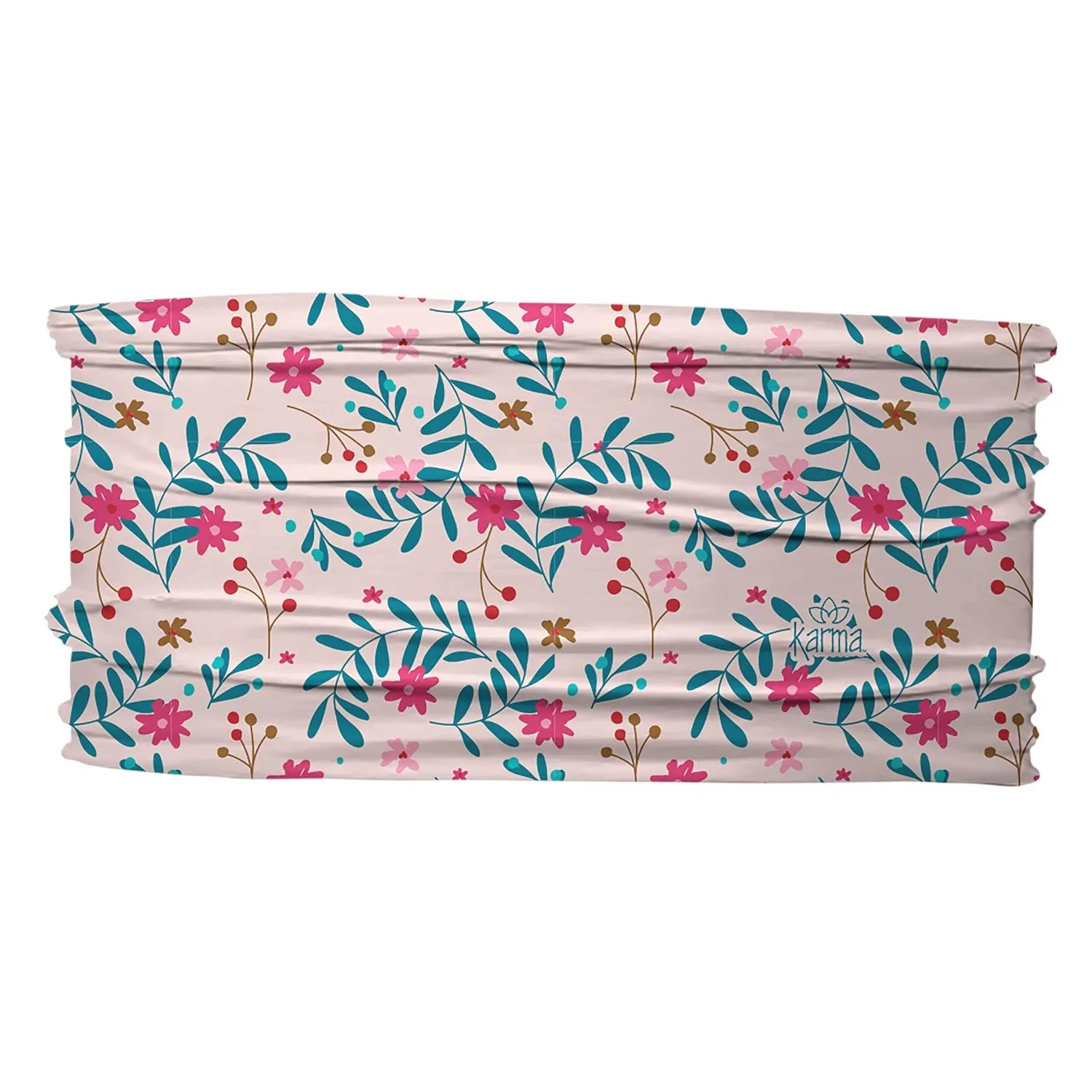 Karma Blush Floral Headband for Women - Thin - Fabric Headband and Stretchy Hair Scarf - Pink/Teal
