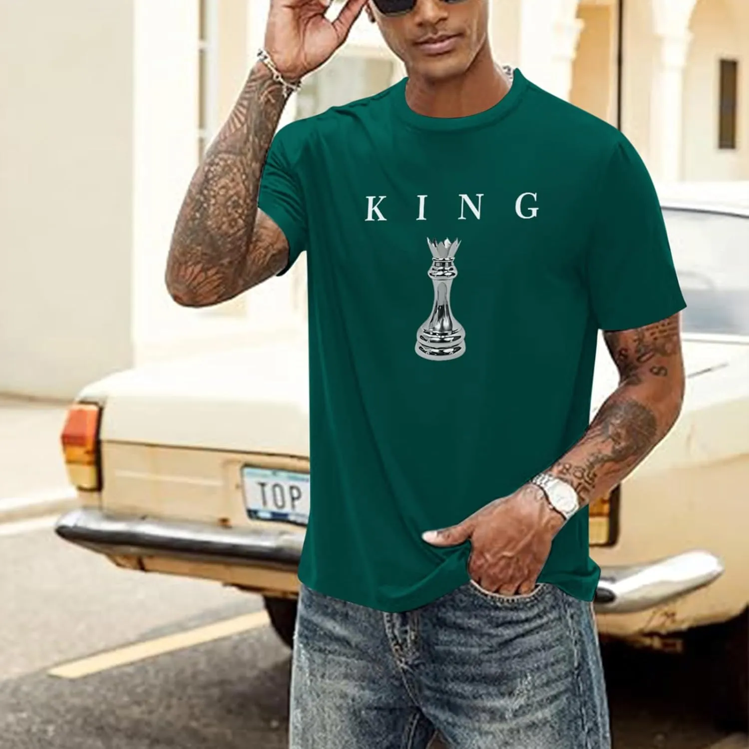 Men's King Chess Shirt Graphic Tees Designer Printed T Shirts for Men Urban Letter T-Shirt Streetwear
