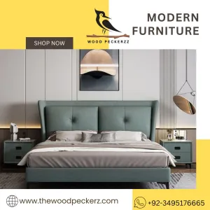 Modern Wingback Upholstered Bed Frame