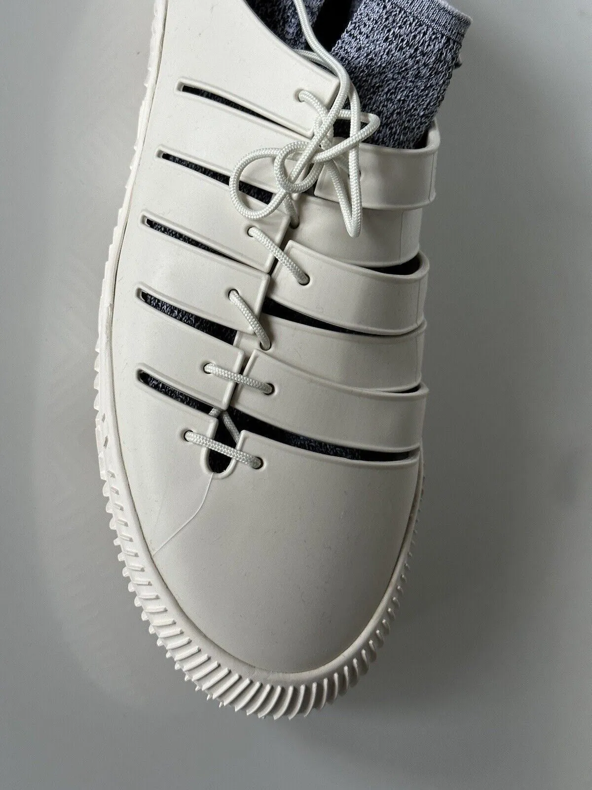 NIB $750 Bottega Veneta Tech Knit Rubber White Climber Sneakers 11 US 658725 IT