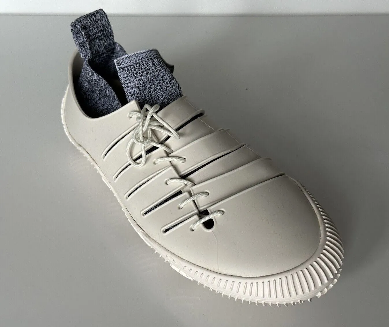 NIB $750 Bottega Veneta Tech Knit Rubber White Climber Sneakers 11 US 658725 IT
