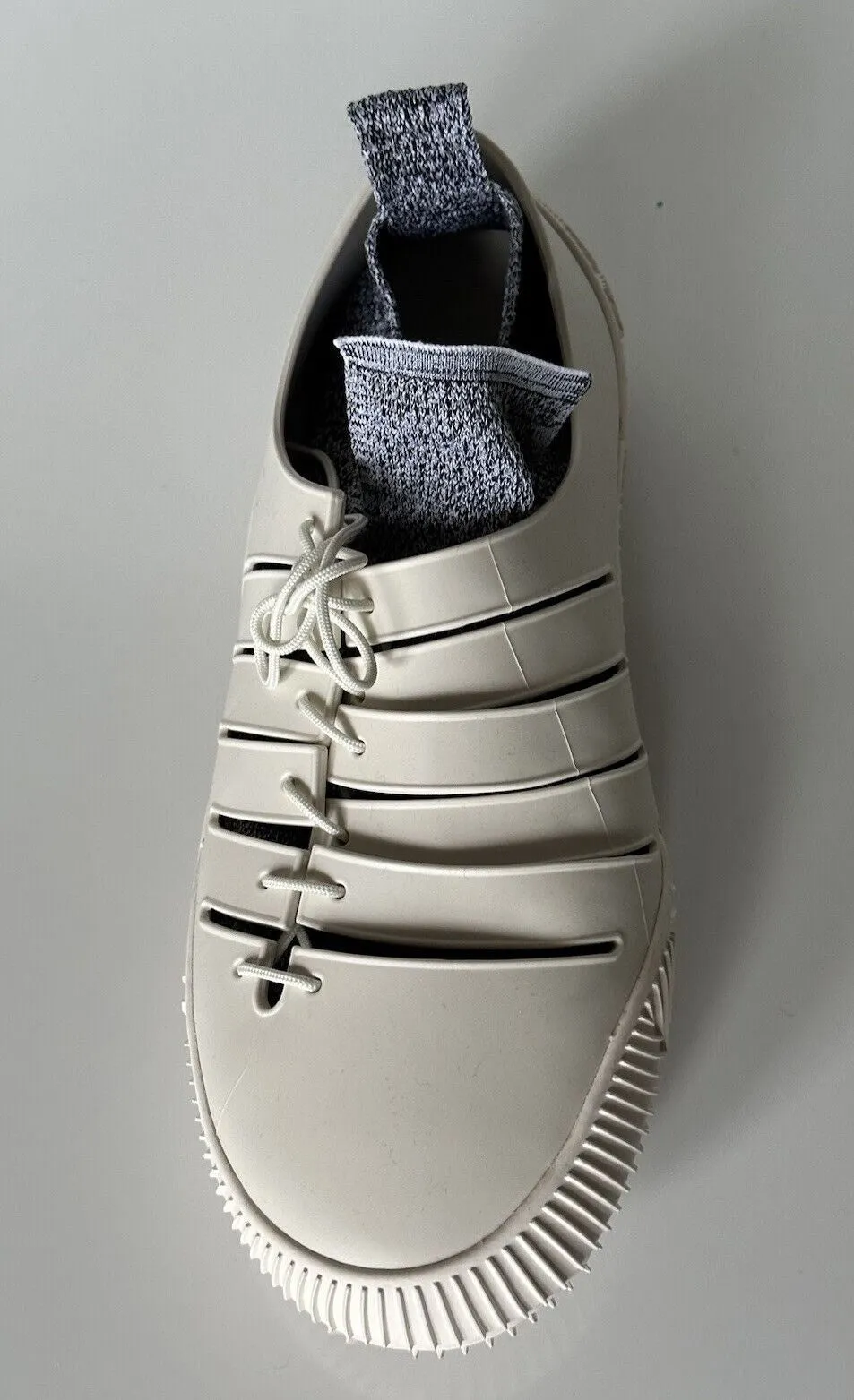 NIB $750 Bottega Veneta Tech Knit Rubber White Climber Sneakers 11 US 658725 IT