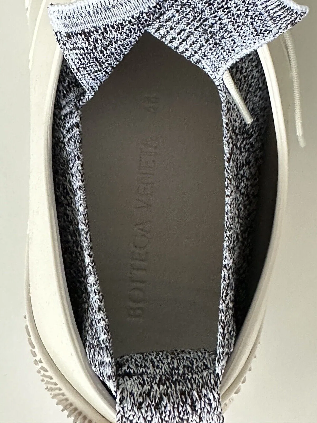 NIB $750 Bottega Veneta Tech Knit Rubber White Climber Sneakers 11 US 658725 IT