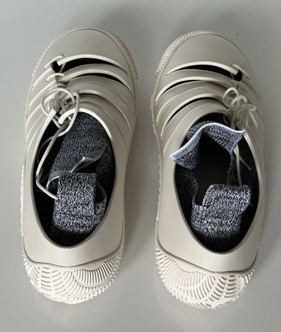 NIB $750 Bottega Veneta Tech Knit Rubber White Climber Sneakers 11 US 658725 IT