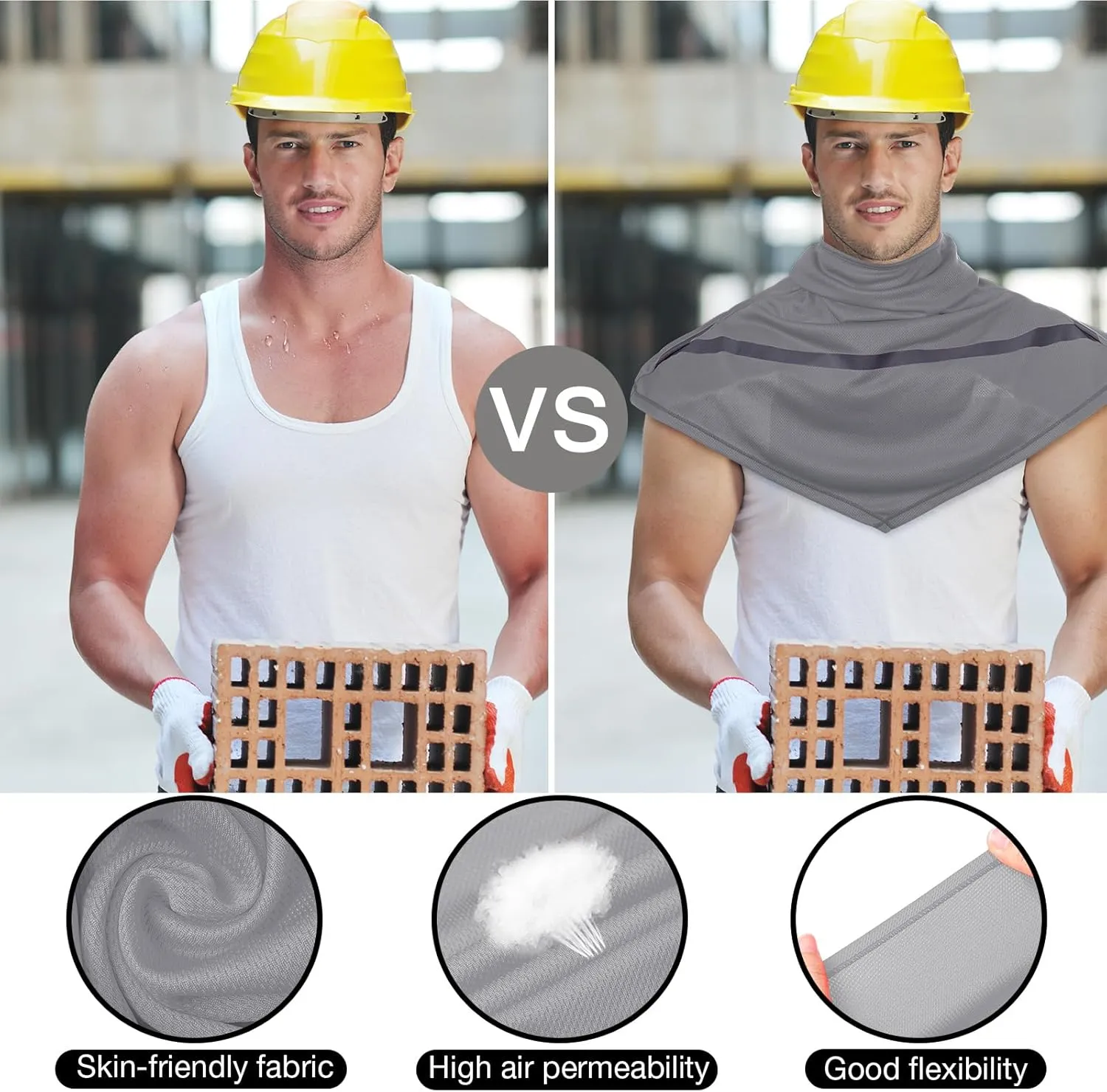 Seematn 4 Pcs Balaclava Sun Men Face Mask UV Protection with Reflective Strip for Construction Work Neck Covers Summer
