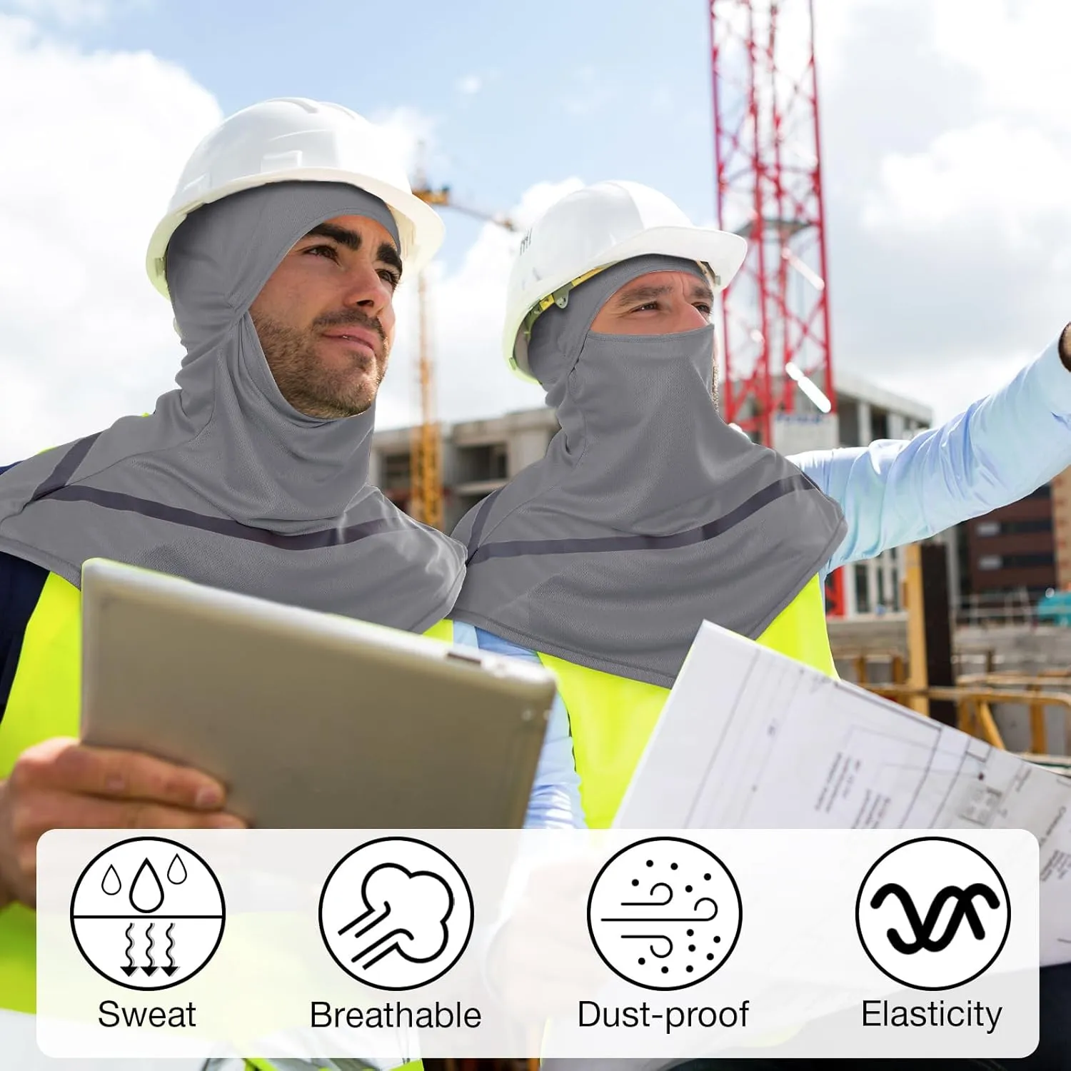 Seematn 4 Pcs Balaclava Sun Men Face Mask UV Protection with Reflective Strip for Construction Work Neck Covers Summer