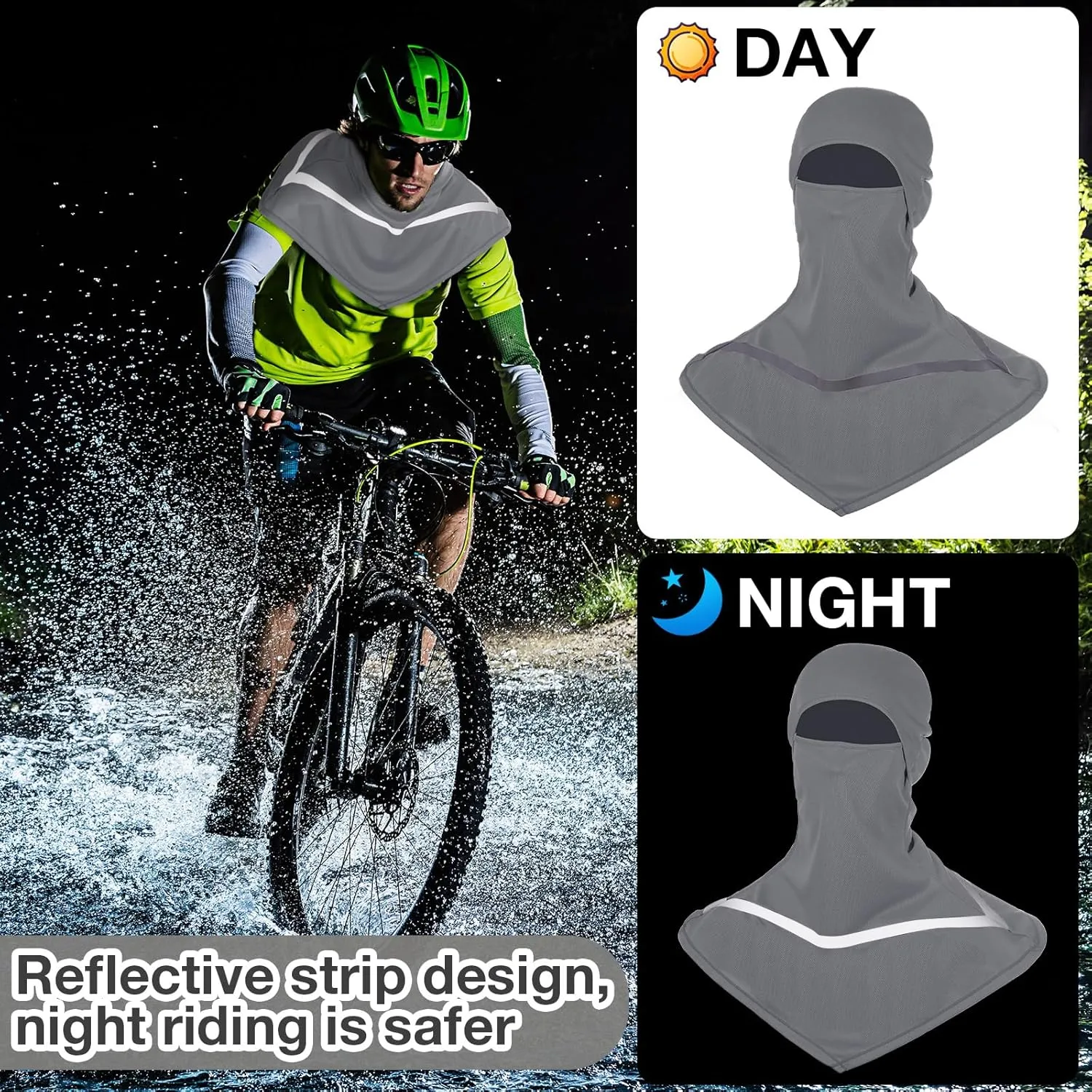 Seematn 4 Pcs Balaclava Sun Men Face Mask UV Protection with Reflective Strip for Construction Work Neck Covers Summer