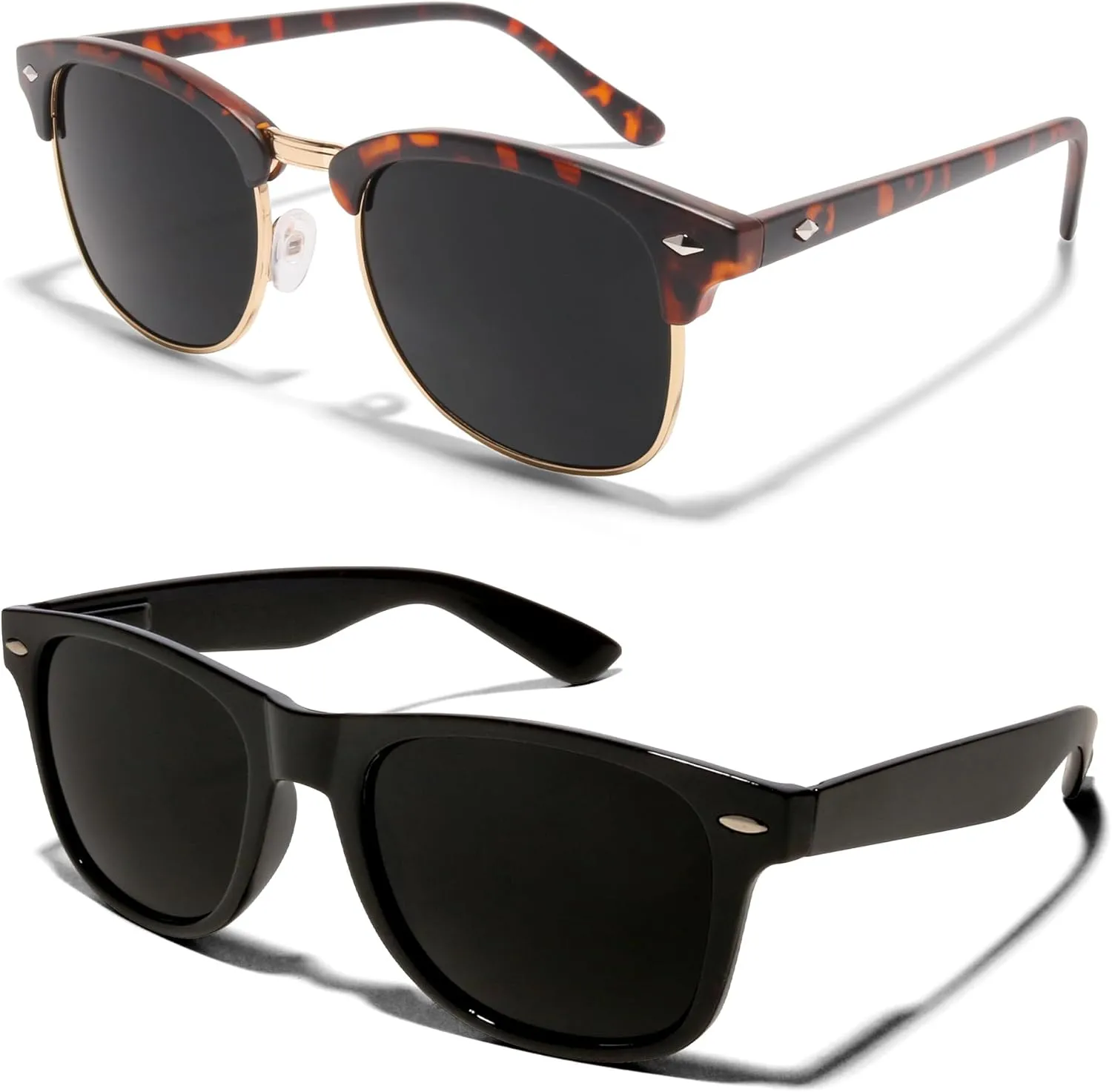 ShadyVEU Super Dark Black Sunglasses UV Protection Lens Spring Hinge 80s Vintage Retro Inspired Shades