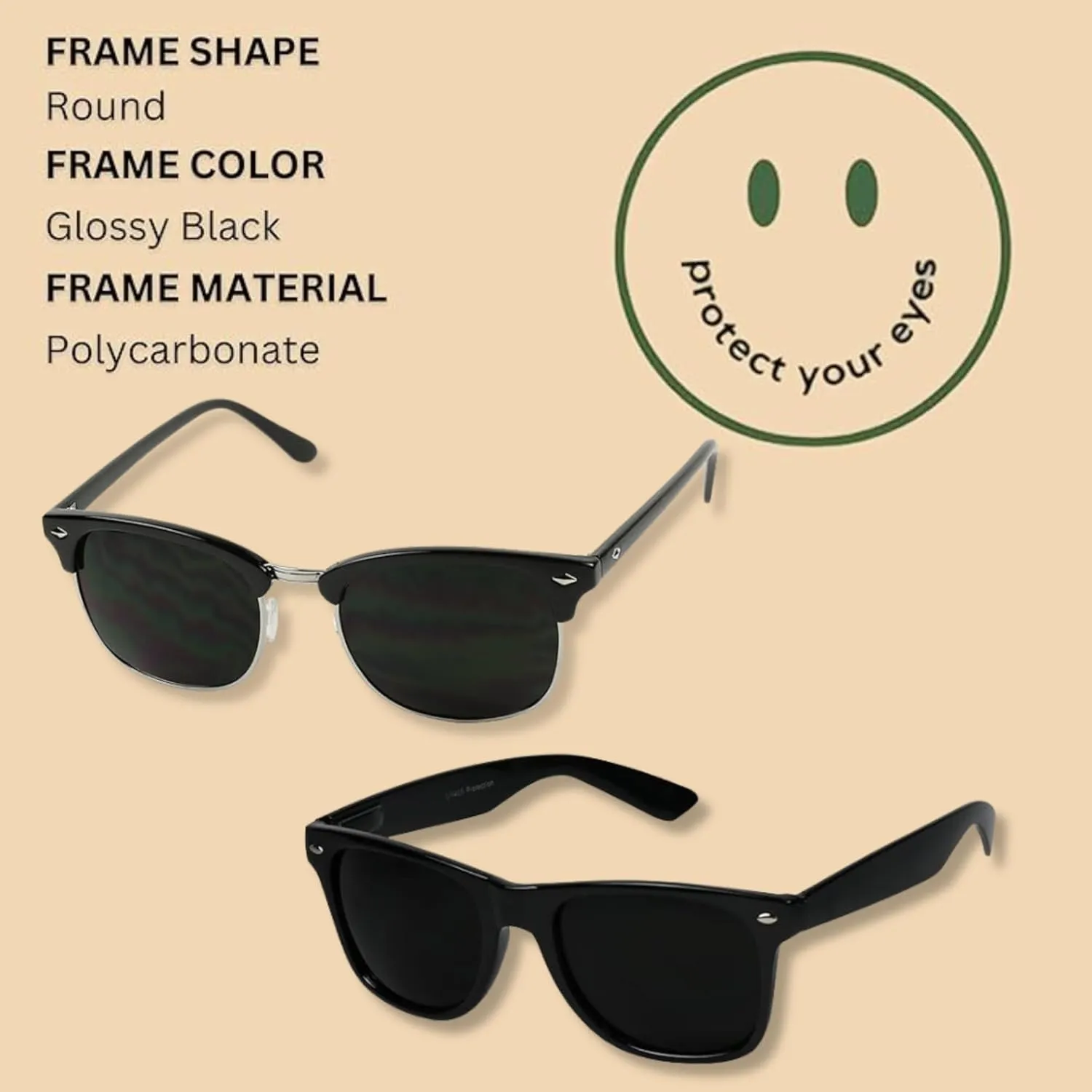 ShadyVEU Super Dark Black Sunglasses UV Protection Lens Spring Hinge 80s Vintage Retro Inspired Shades
