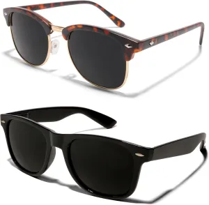 ShadyVEU Super Dark Black Sunglasses UV Protection Lens Spring Hinge 80s Vintage Retro Inspired Shades