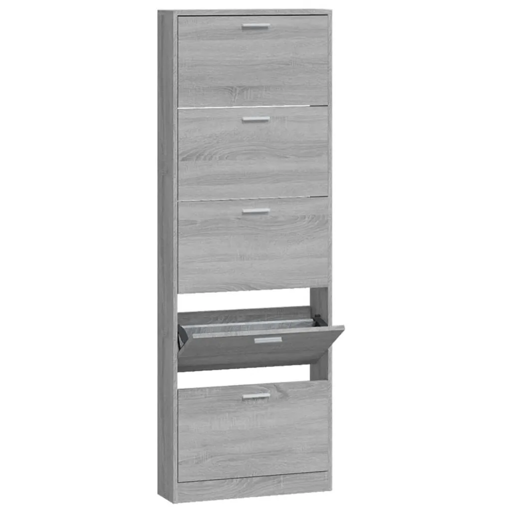 Shoe Cabinet Grey Sonoma 59x17x169 cm Engineered Wood