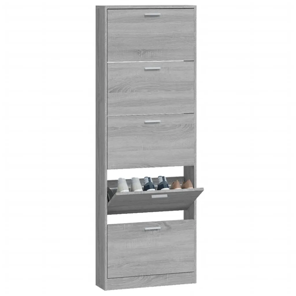 Shoe Cabinet Grey Sonoma 59x17x169 cm Engineered Wood