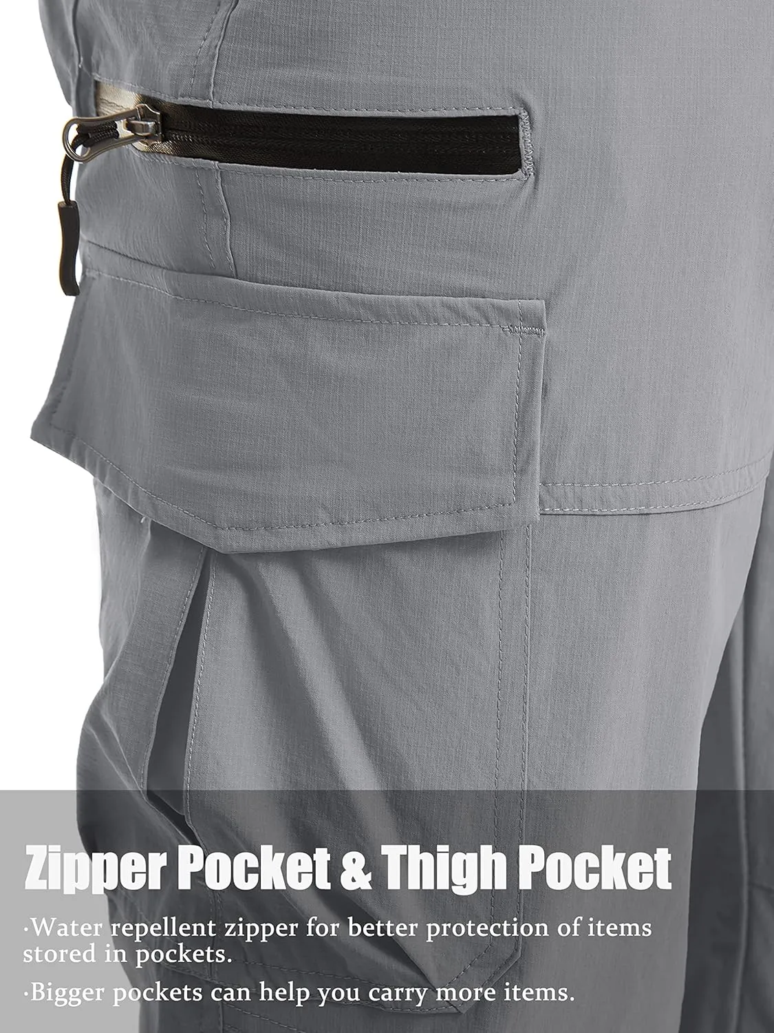 TACVASEN Men's Capri Pants Quick Dry Cargo Hiking Water Resistant Work Summer Long Shorts Below Knee