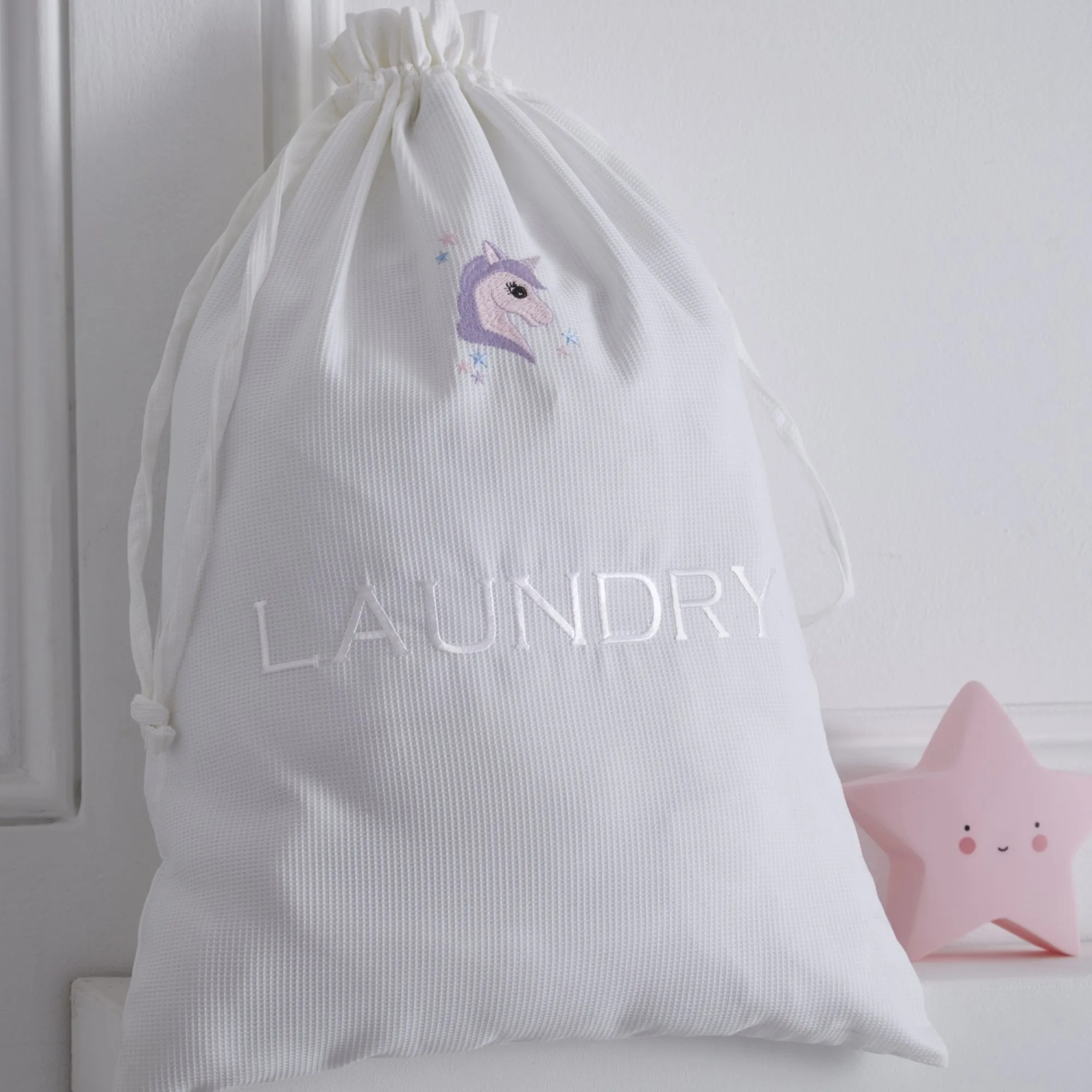 Unicorn Personalised Luxury Waffle Laundry, Hairdryer and Shoe Bag Collection
