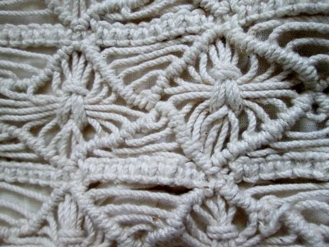 Vtg HANDMADE macrame crochet woven knit vegan clutch bag satchel purse WHITE string