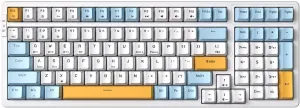 Wireless Mechanical Gaming Keyboard, Triple Mode 2.4G/USB-C/BT | 100 Keys Ice-Blue Backlit Brown Switch | Rechargeable | Ice Blue/W/Y