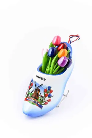 Wooden Shoe with Tulips, Blue-White